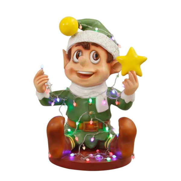 Standing Prop - Santa Elf Playing with lights Green