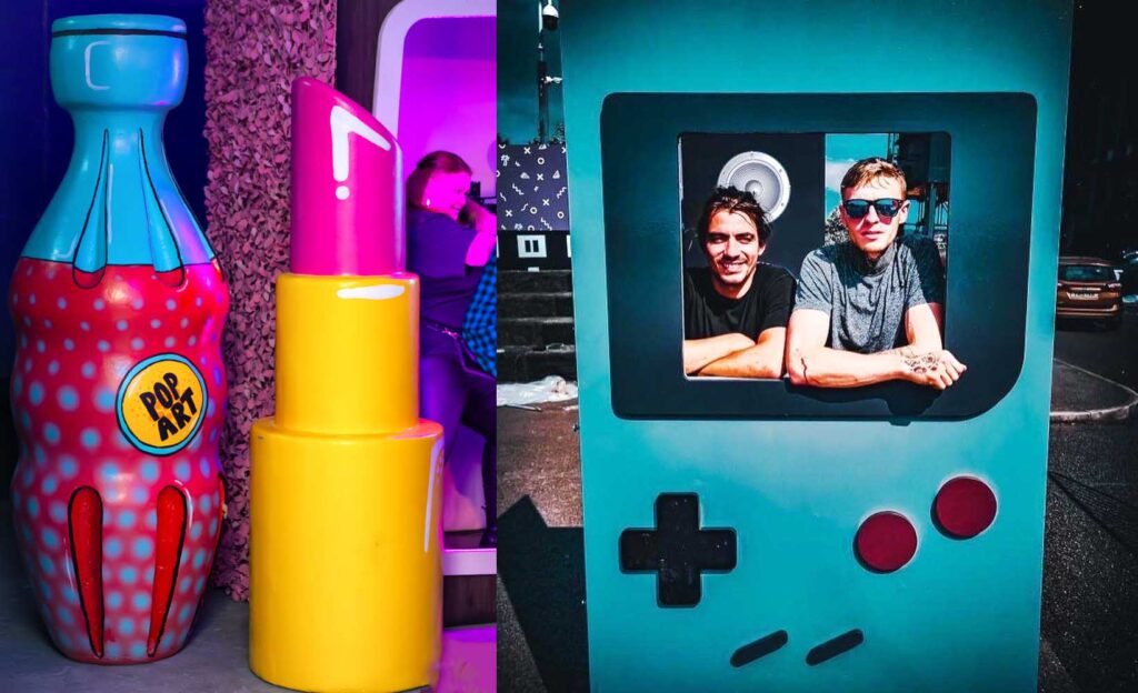 Decoración retro de neón para una fiesta disco v